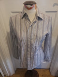 Mens John Rocha Size Small Grey Blue Detailed Striped Long Sleeved Shirt