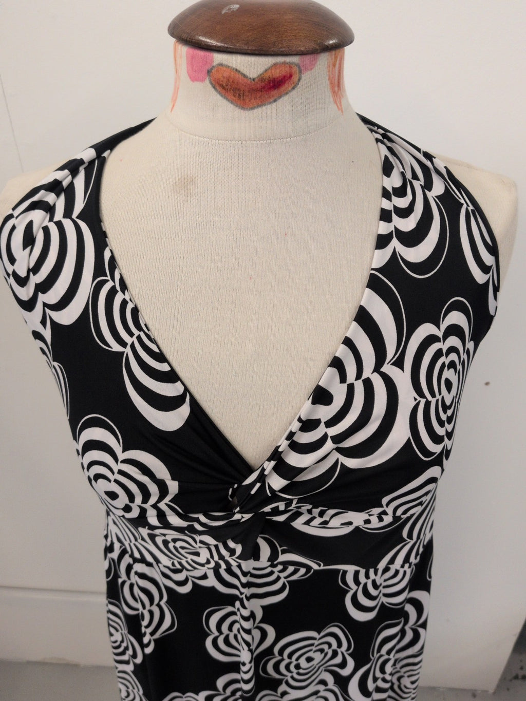 M/L Black And White Floral Halter neck Dress