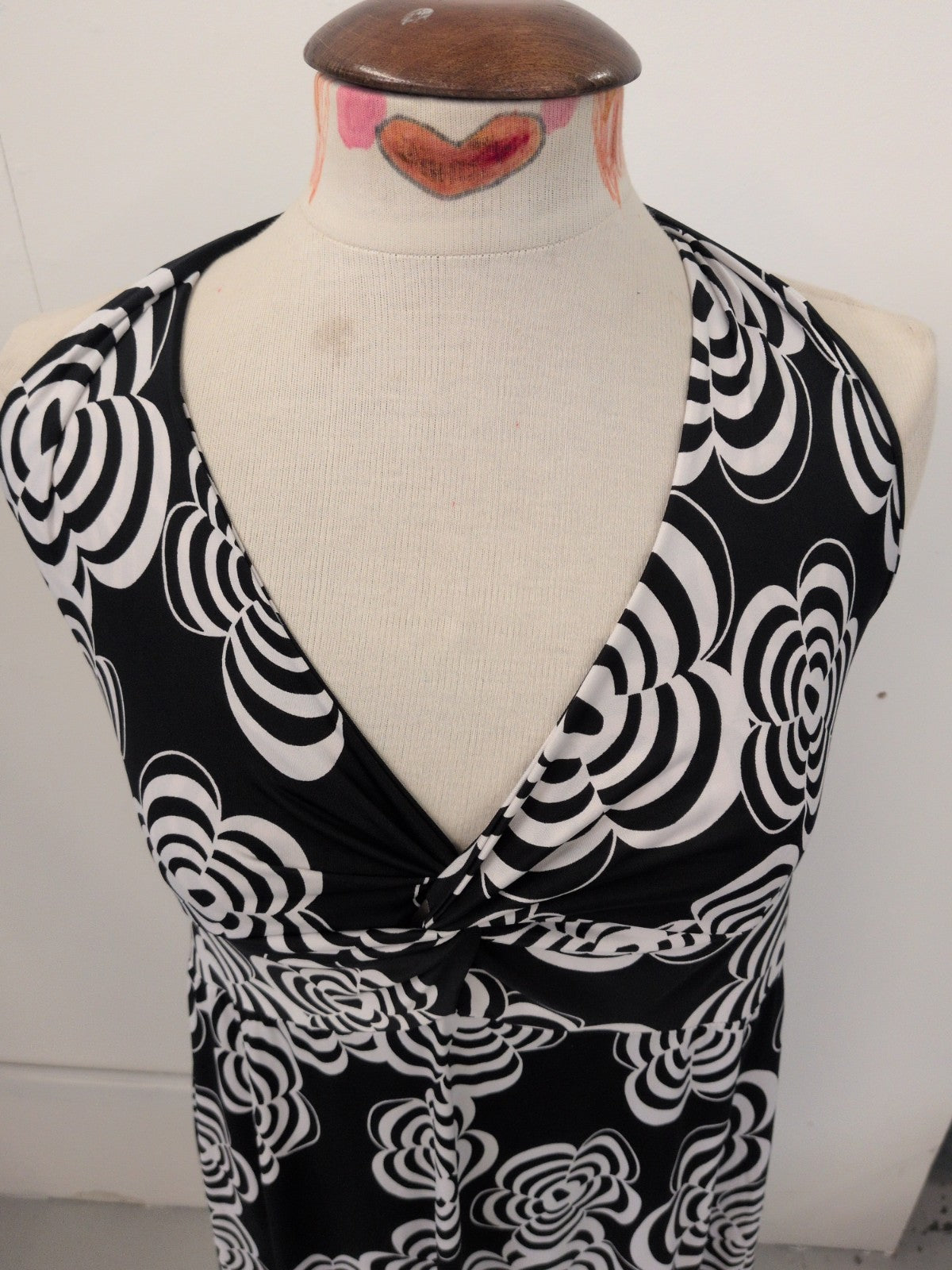M/L Black And White Floral Halter neck Dress