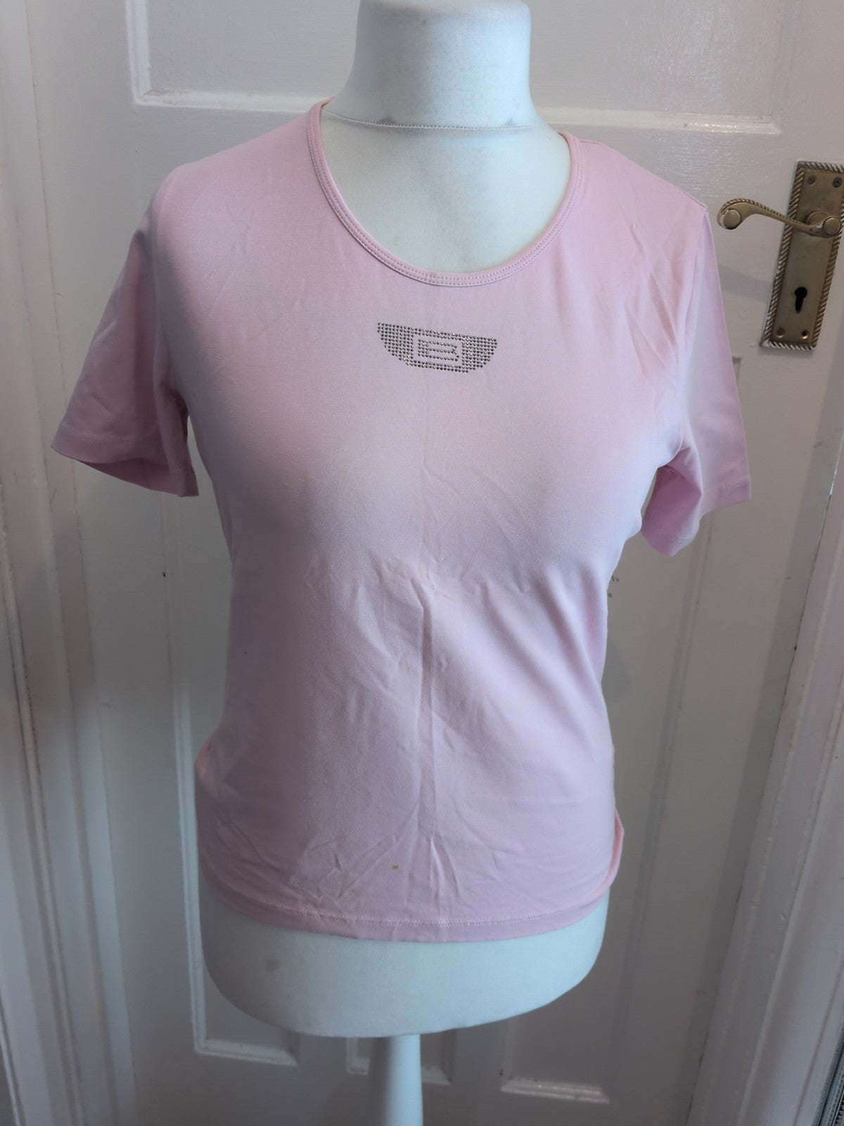 Basler 14 Pink Print Short Sleeve T-shirt Mark On Front