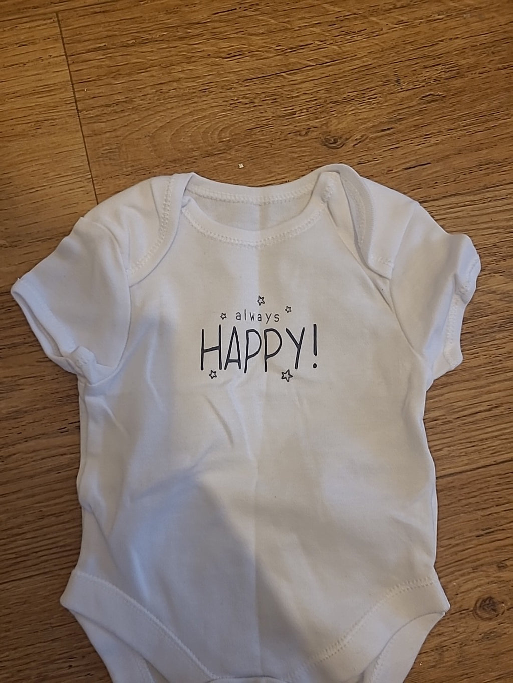 Primark 0-1 Months White"Happy" Babygrow