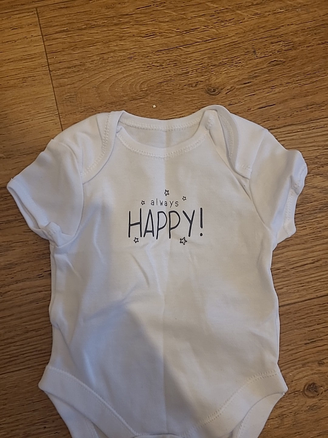 Primark 0-1 Months White"Happy" Babygrow