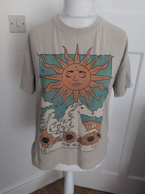Arty Medium Beige Sun Print Short Sleeve T-shirt