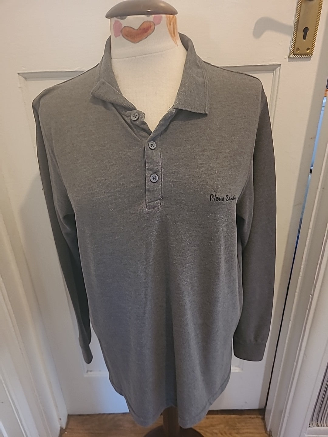 Mens Pierre Cardin Size Large Regular Grey Long Sleeved Polo
