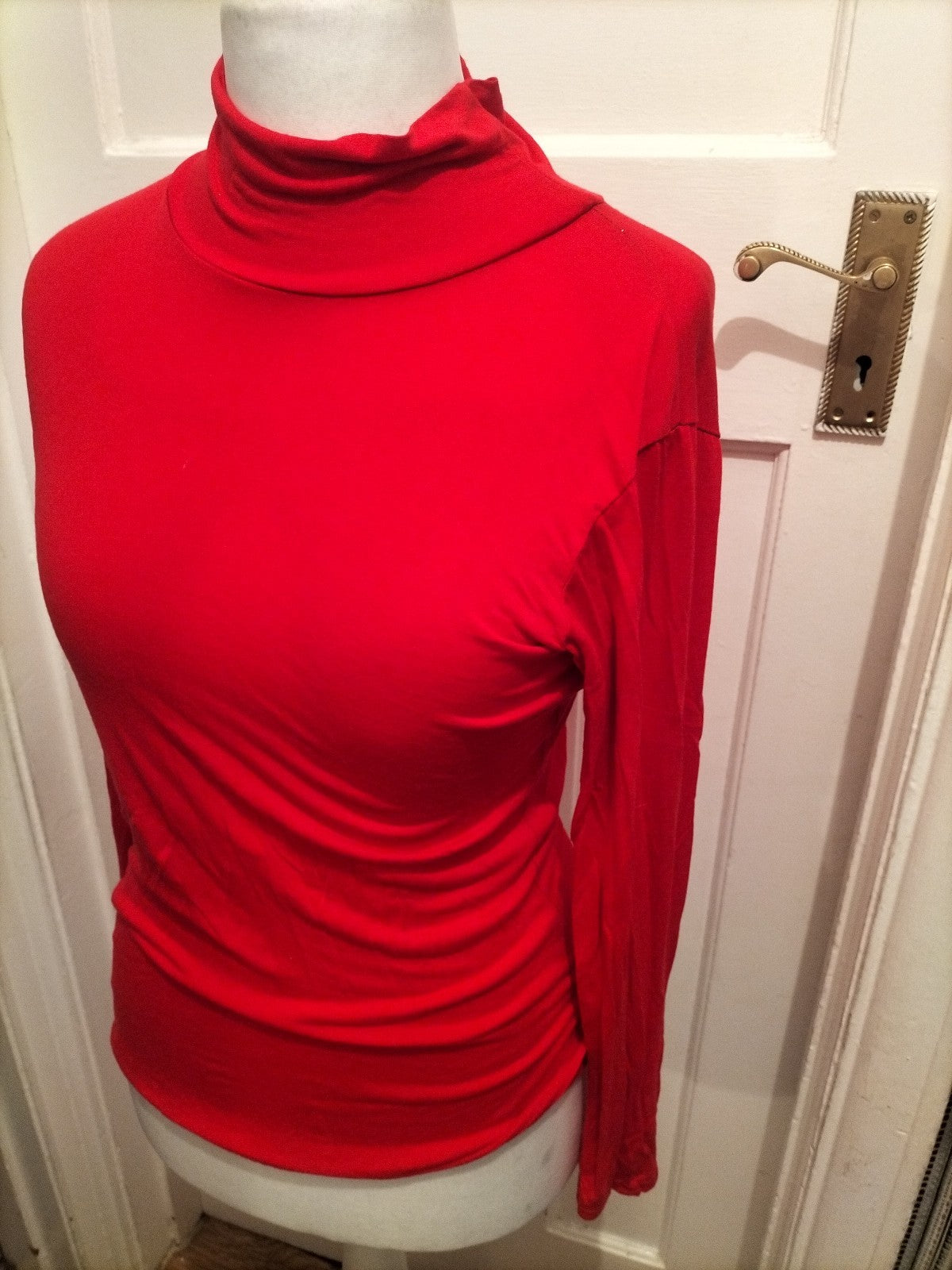 Ladies Size M/L Red Long Sleeved Roll Neck T-shirt