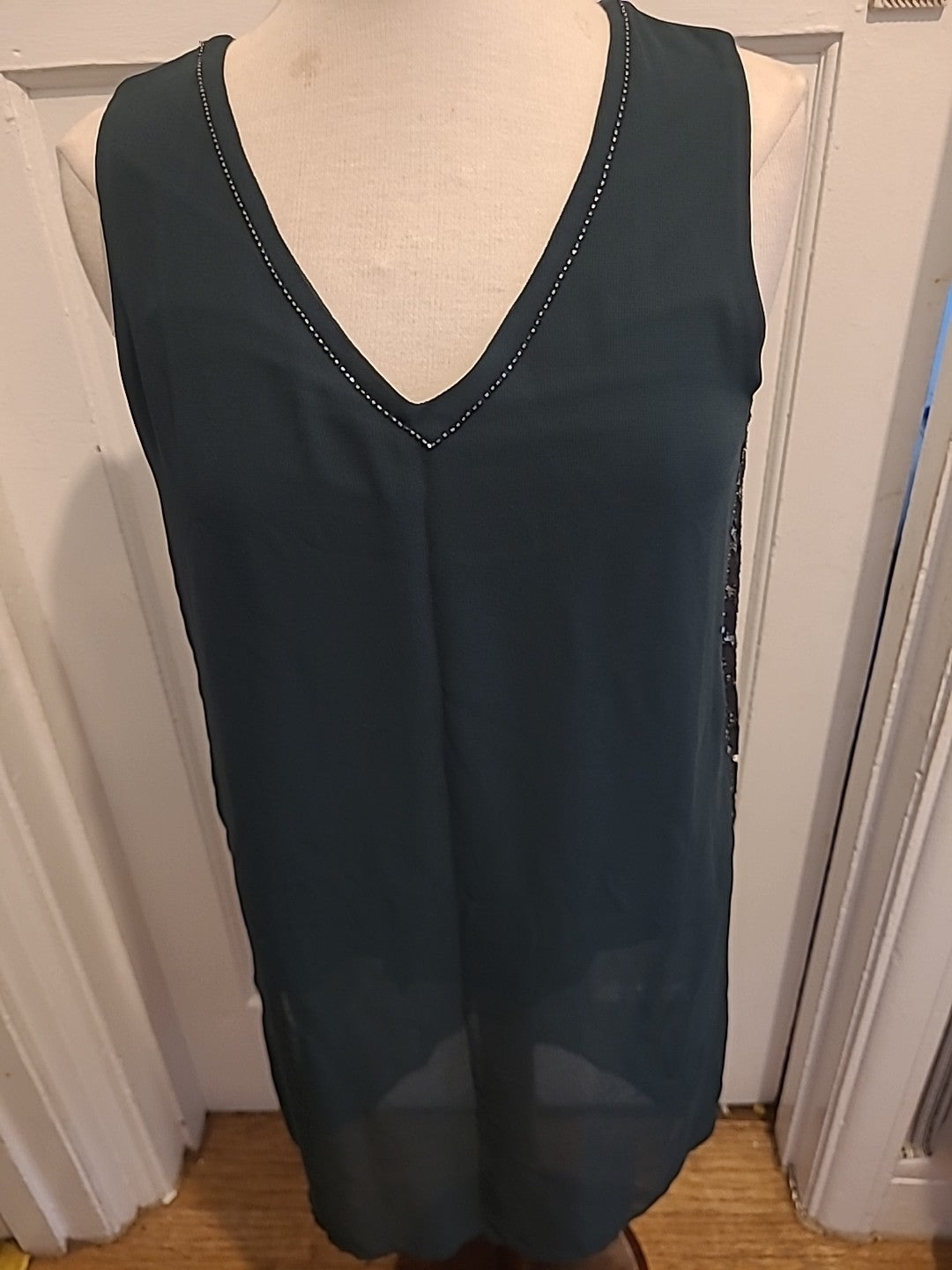 Ladies Next Size 12 Dark Green Lined Sleeveless Blouse