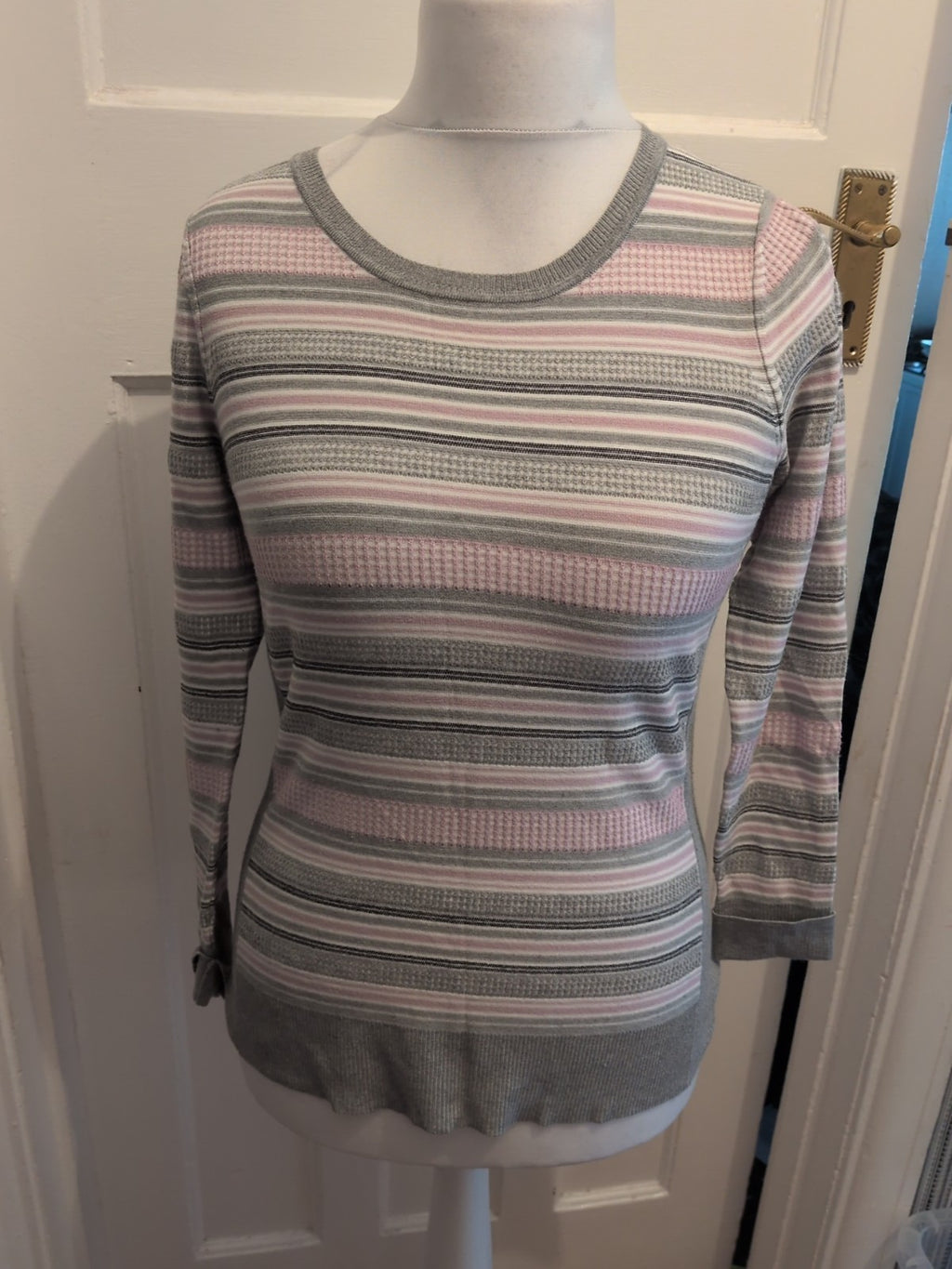 CC Small Pink And Grey Long Sleeve Stripe Jumper