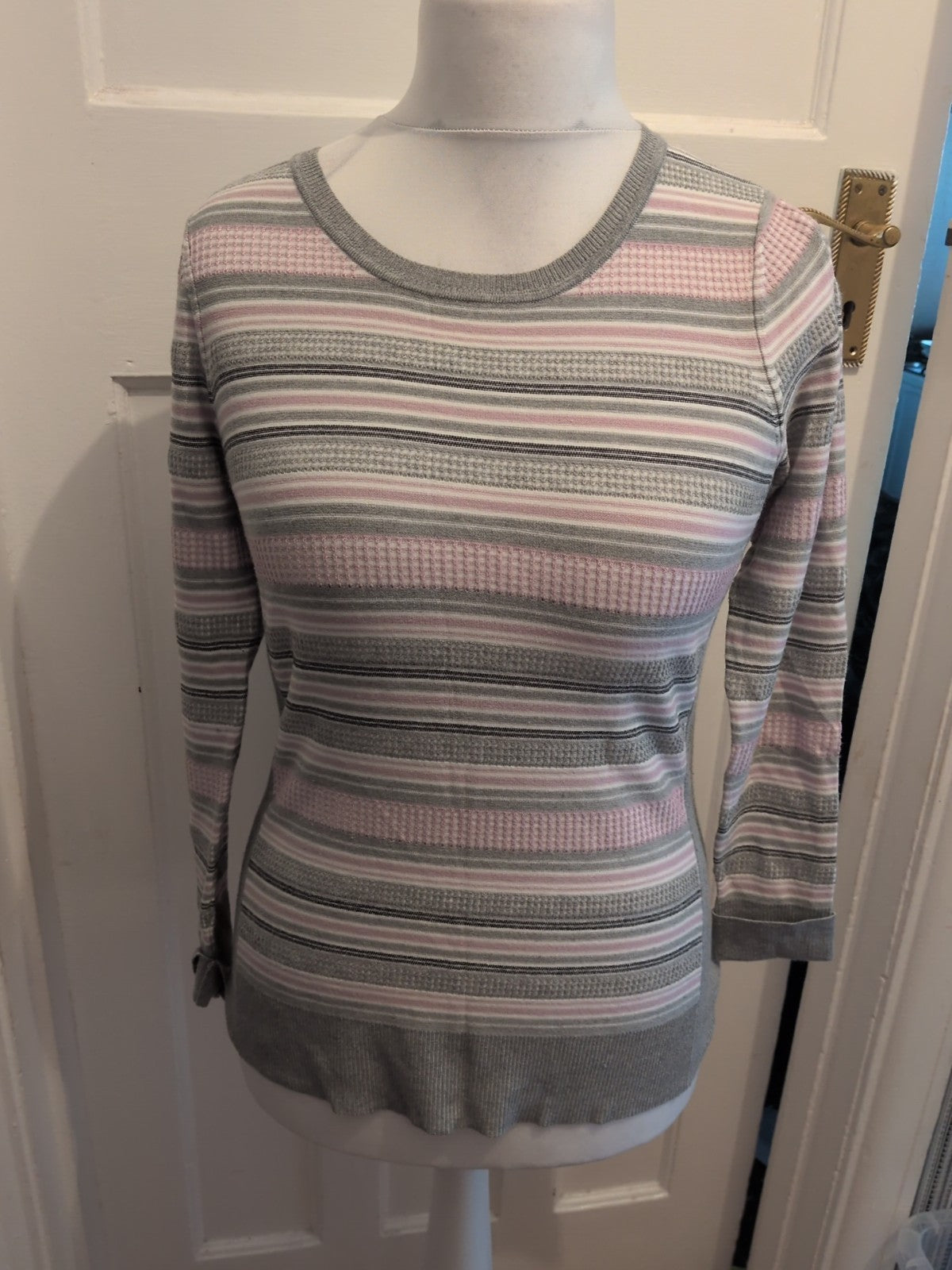 CC Small Pink And Grey Long Sleeve Stripe Jumper