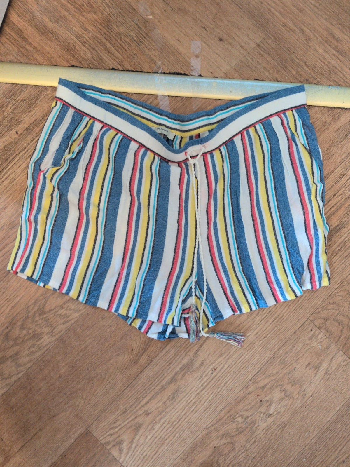Papaya 18 Multi Stripe Shorts With Drawstring