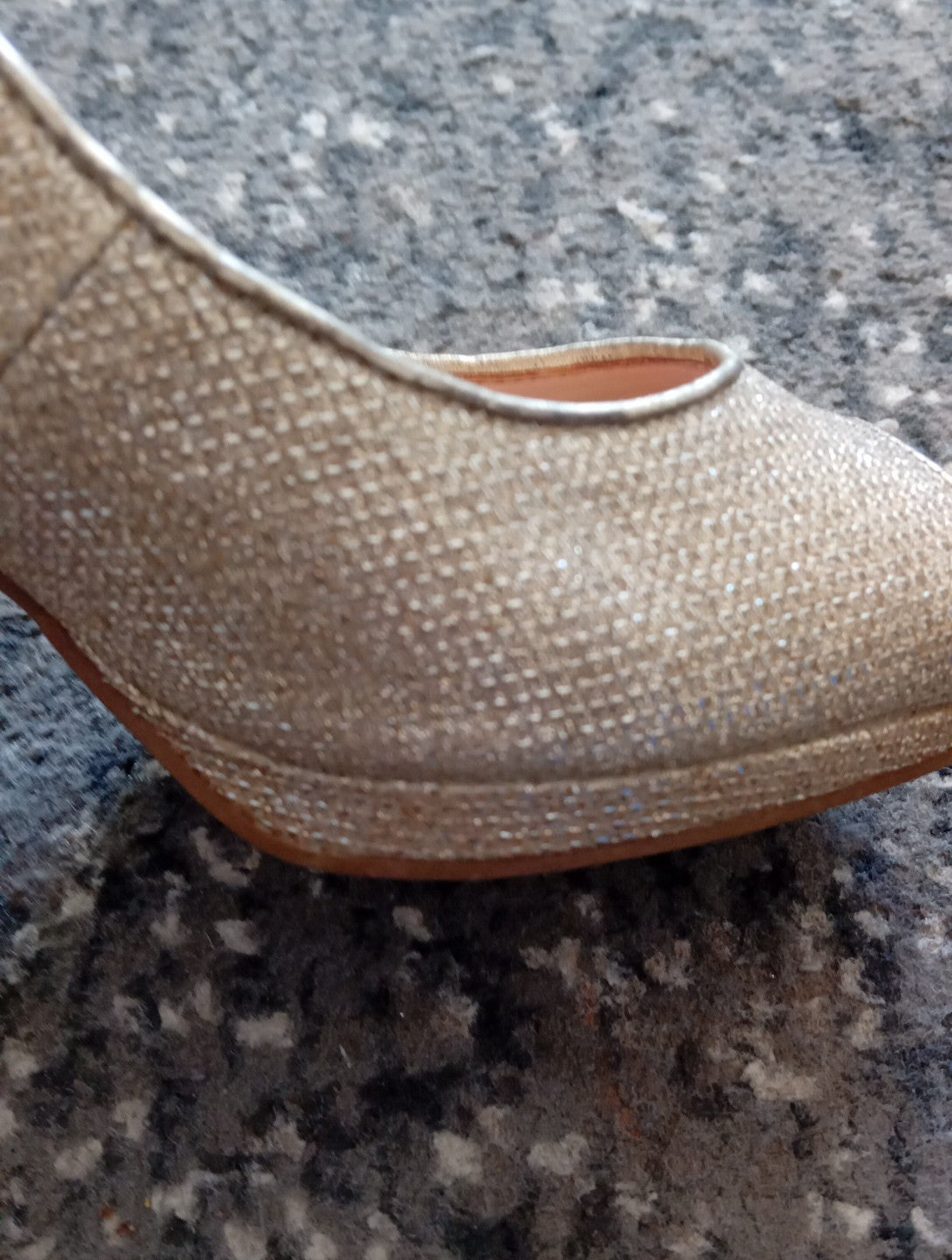 Ladies Gold Sparkling Open Toed Heeled Shoes M&S Size 3 Free Delivery