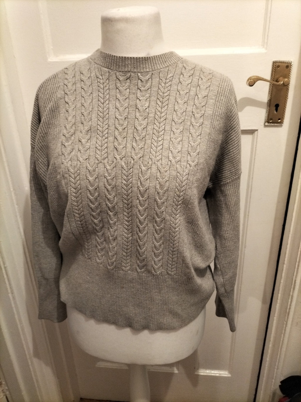 Marks And Spencer Medium Grey Patterned Jumper Mark On Front