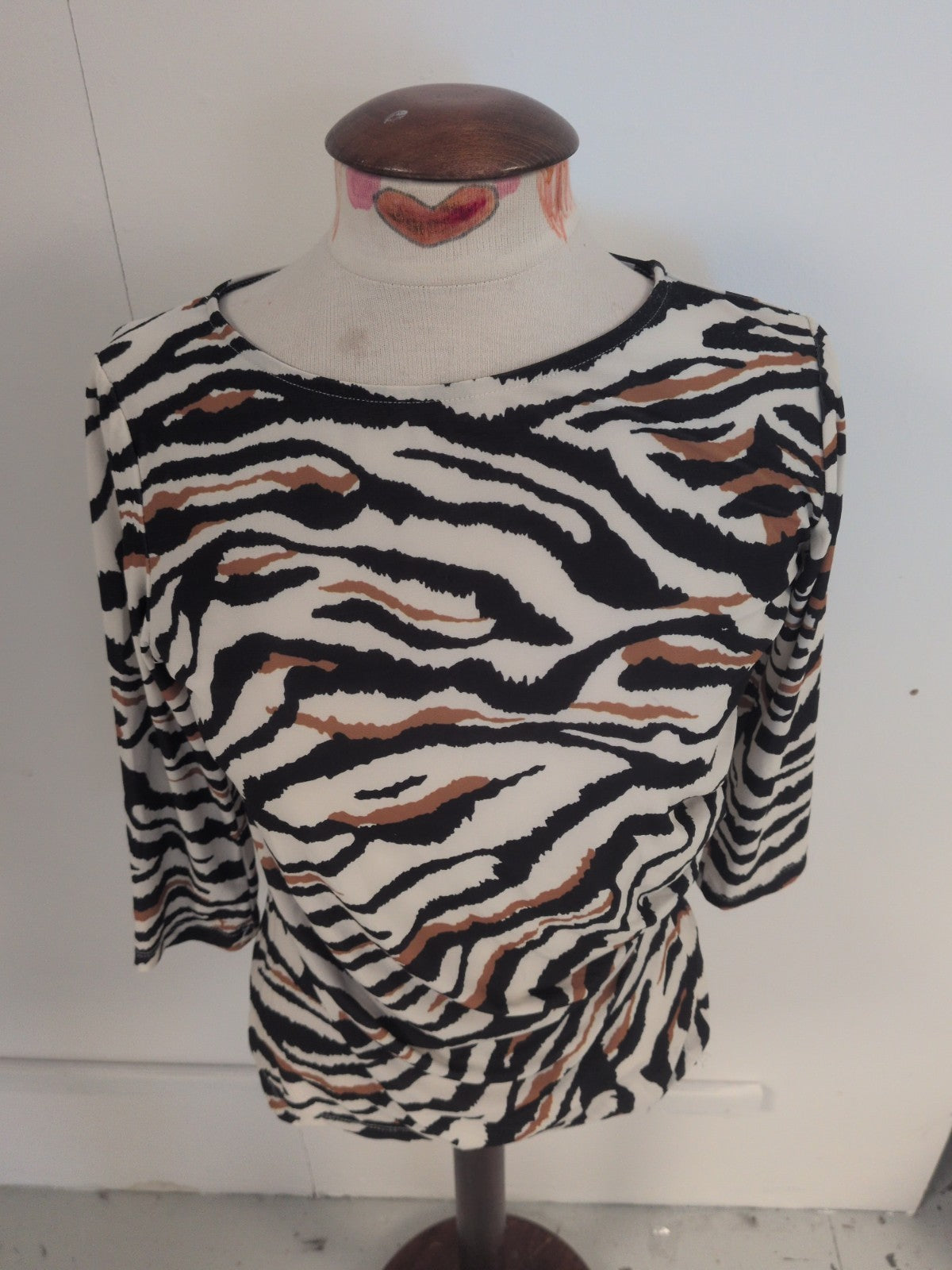 Vanessa Zani Large Multicoloured Zebra Print 3/4 Sleeve Blouse