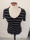 Marks And Spencer Navy And White Stripe Short Sleeve T-shirt