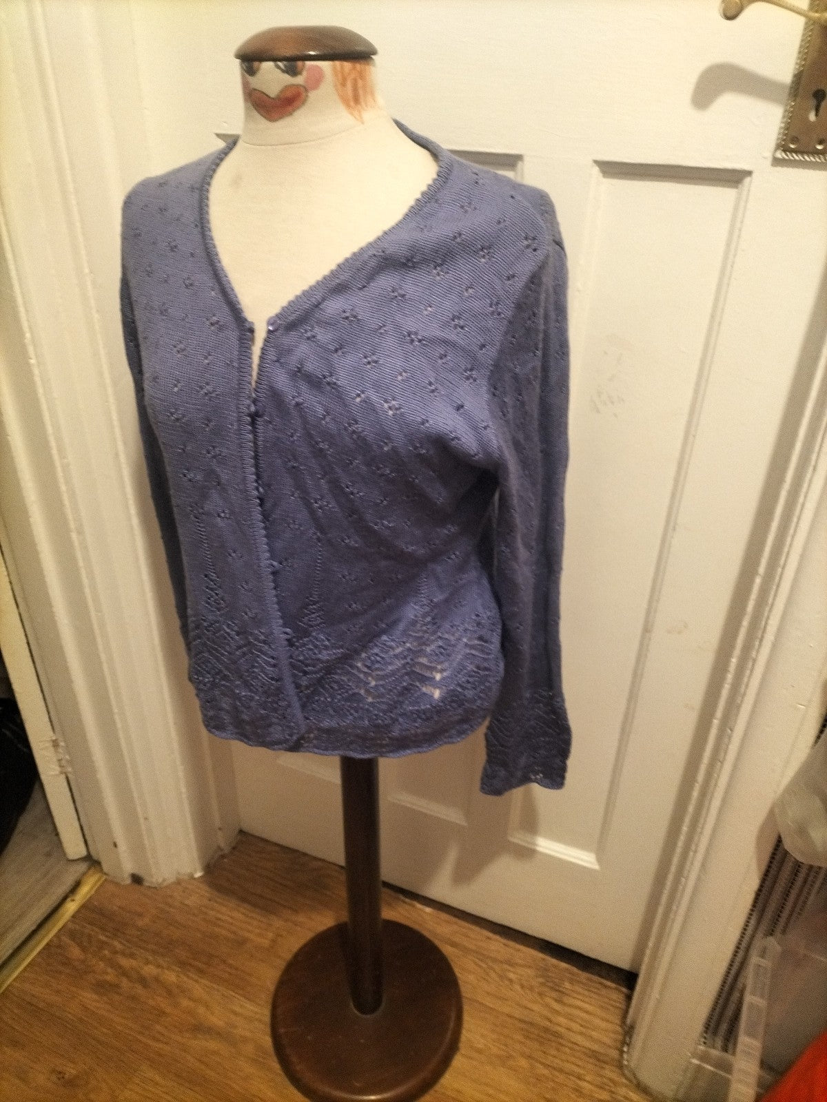 Ladies Kaleidoscope Size 16 Purple Knit Long Sleeved Cardigan