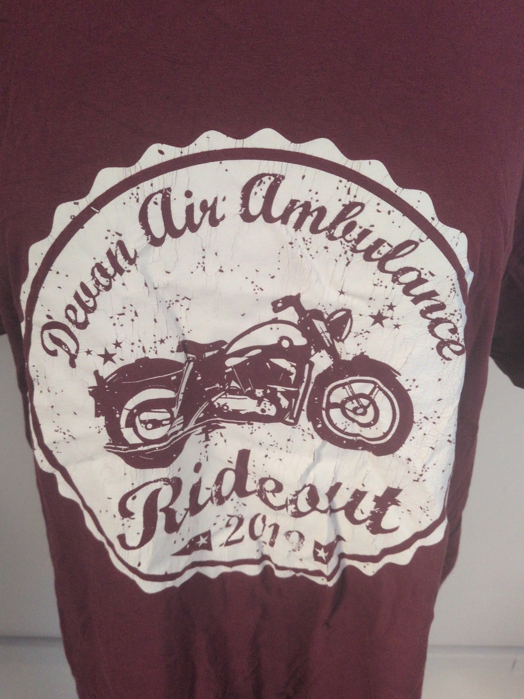 Mens Large Purple Short Sleeve Printed Motorcycle T-shirt