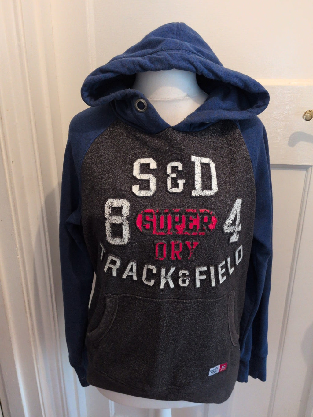 Superdry Track&Field Large Blue And Navy Pullover Hoodie
