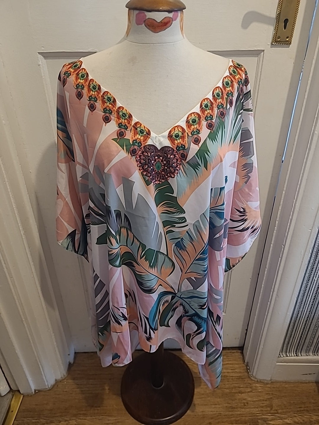 Ladies One Size Multi Floral Short Sleeved Oversized Blouse