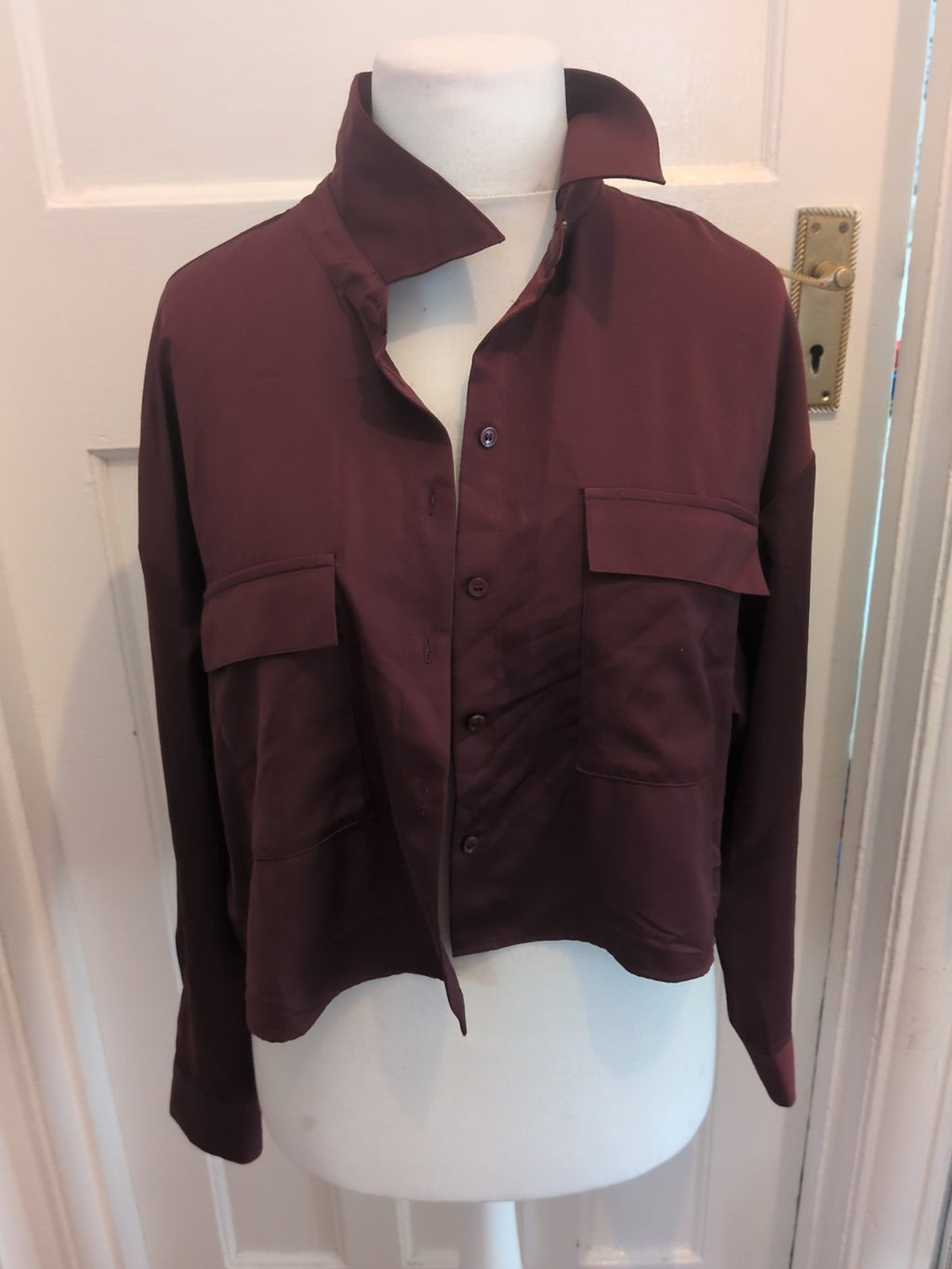 Ladies F&F Size 18 Deep Purple Long Sleeved Buttoned Collared Blouse