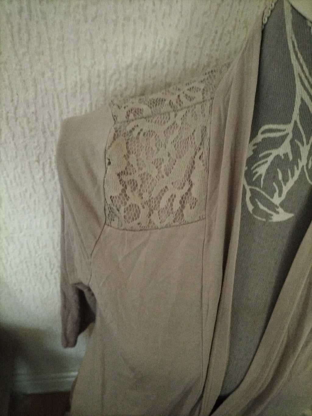 Ladies Together Size Medium Pale Brown Long Sleeve Cardigan