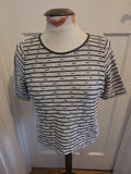Ladies Oasis Size Small Black White Striped Short Sleeved Tshirt