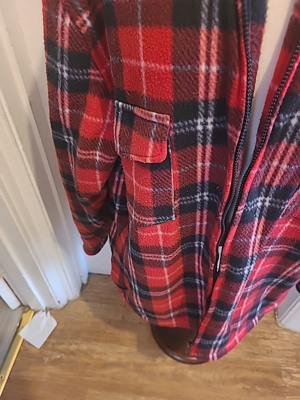 Mens Tom Hagen Size 2xl Red Check Fleece Zip Through