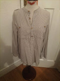 Mens Sandstone Size Small Navy/White Striped Long Sleeved Polo