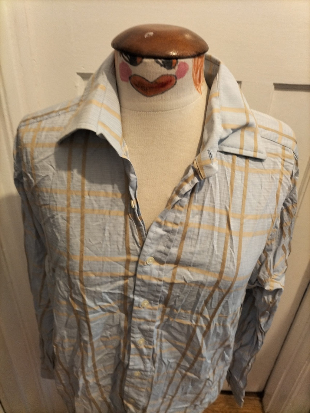 Mens Trotter & Deane Size 16" Blue/Gold Long Sleeved Shirt