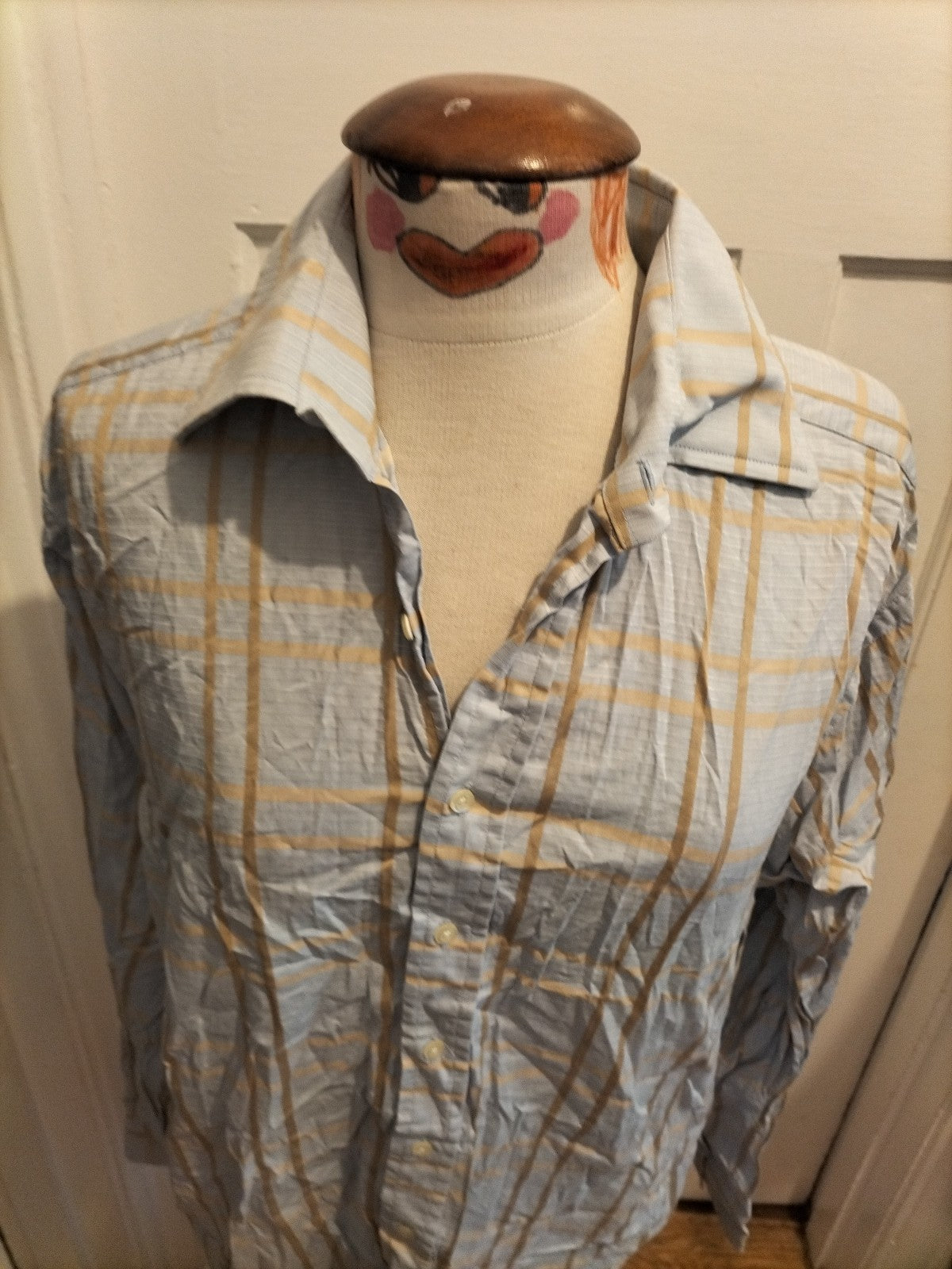 Mens Trotter & Deane Size 16" Blue/Gold Long Sleeved Shirt