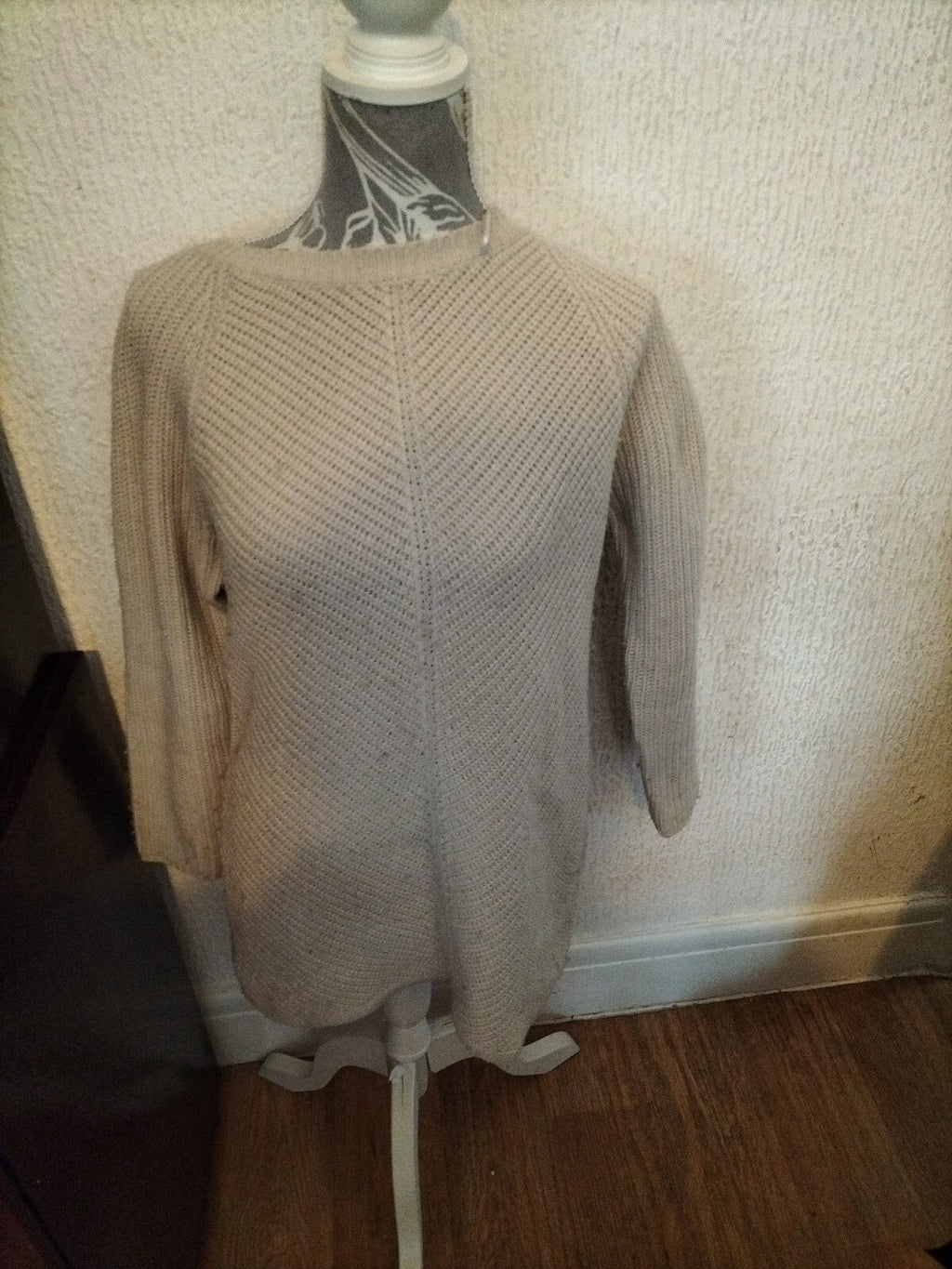 Ladies Peacocks Small Beige Pullover Jumper