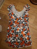 Ladies Size Medium Orange Sleeveless V Neck Playsuit