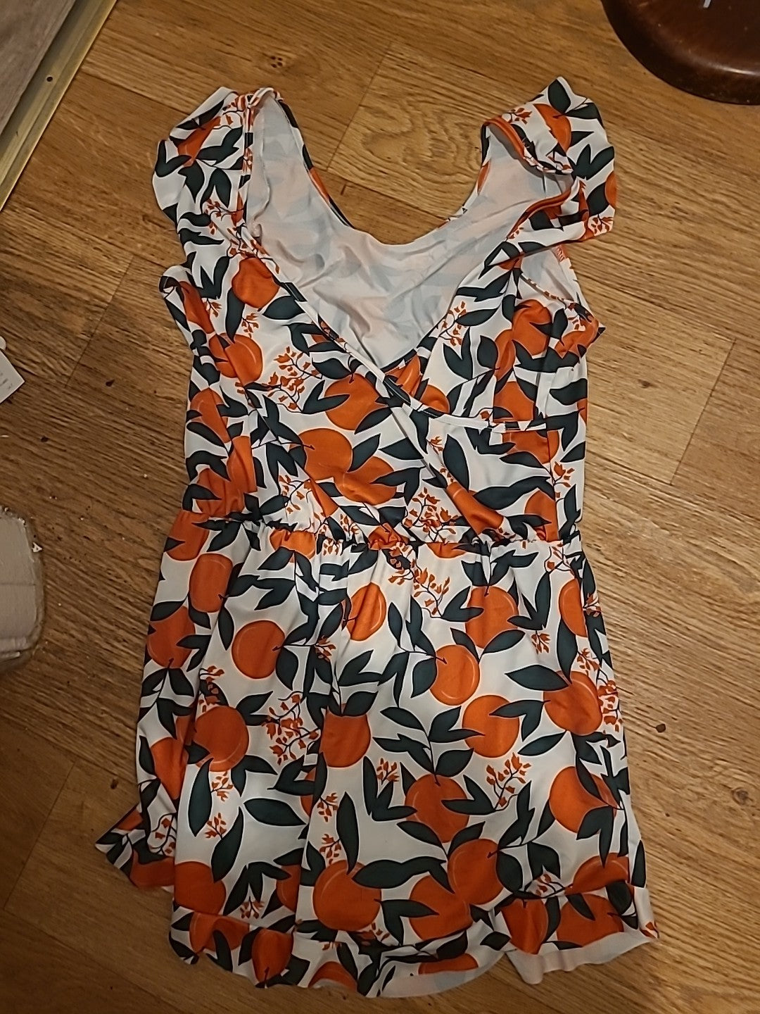 Ladies Size Medium Orange Sleeveless V Neck Playsuit
