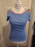 Ladies F&F Size 14 Blue With Pink Short Sleeved Tshirt