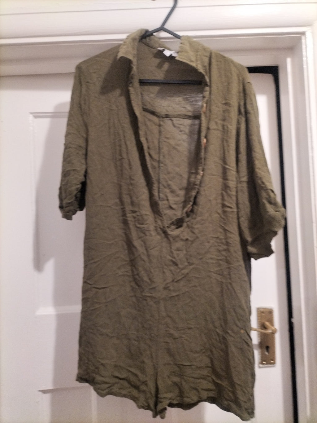 Ladies Esmee Size 8 Khaki Short Sleeved Collared Bodysuit