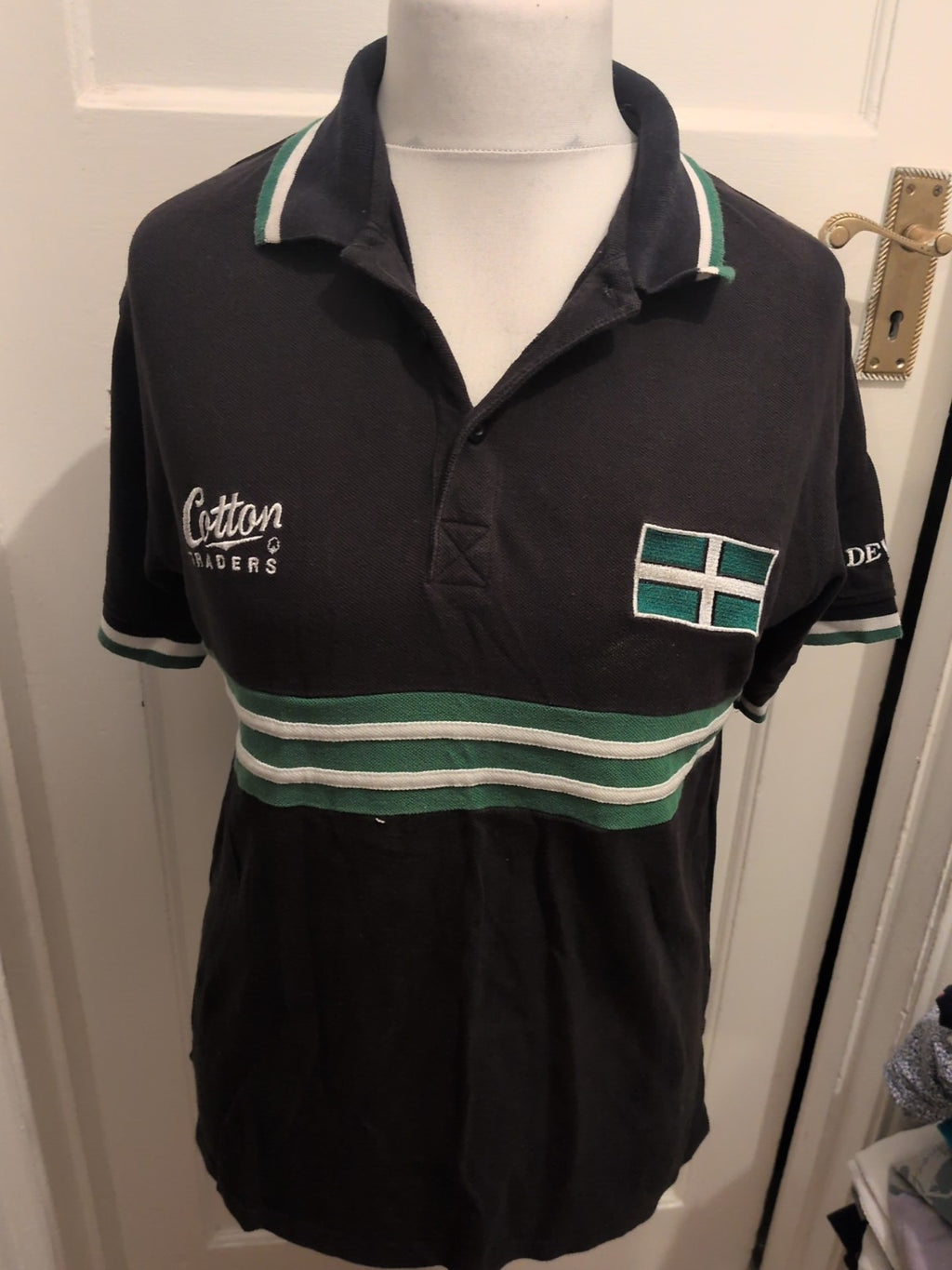 Cotton Traders Medium Black Short Sleeve Polo