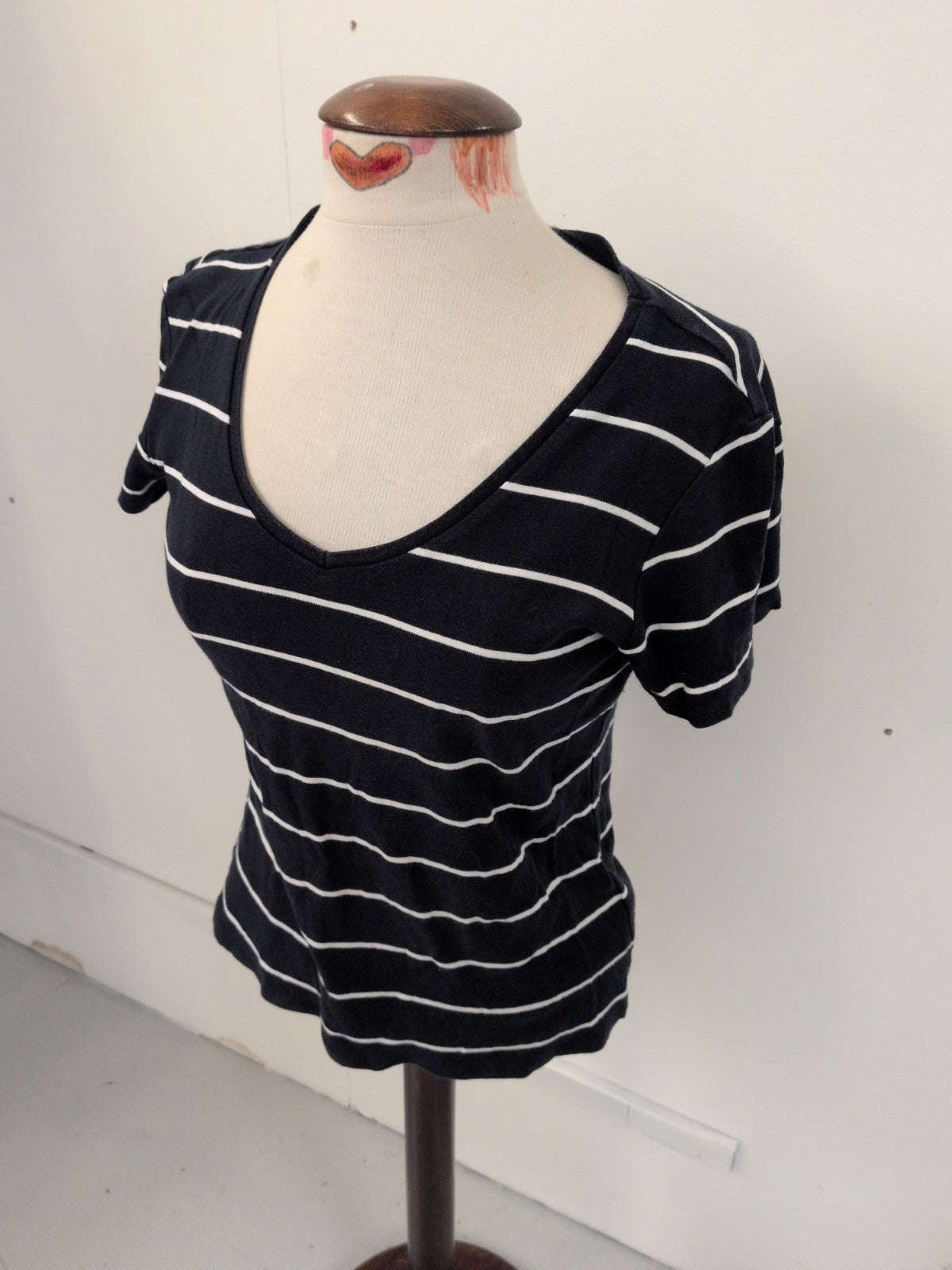 Marks And Spencer Navy And White Stripe Short Sleeve T-shirt