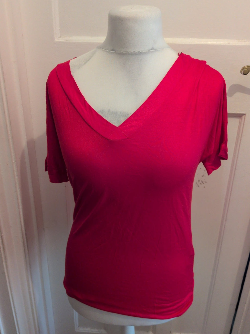 Marks And Spencer 10 Pink Short Sleeve V Neck Blouse
