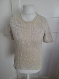 Ladies Damart Size 12-14 Beige Knit Short Sleeved Tshirt