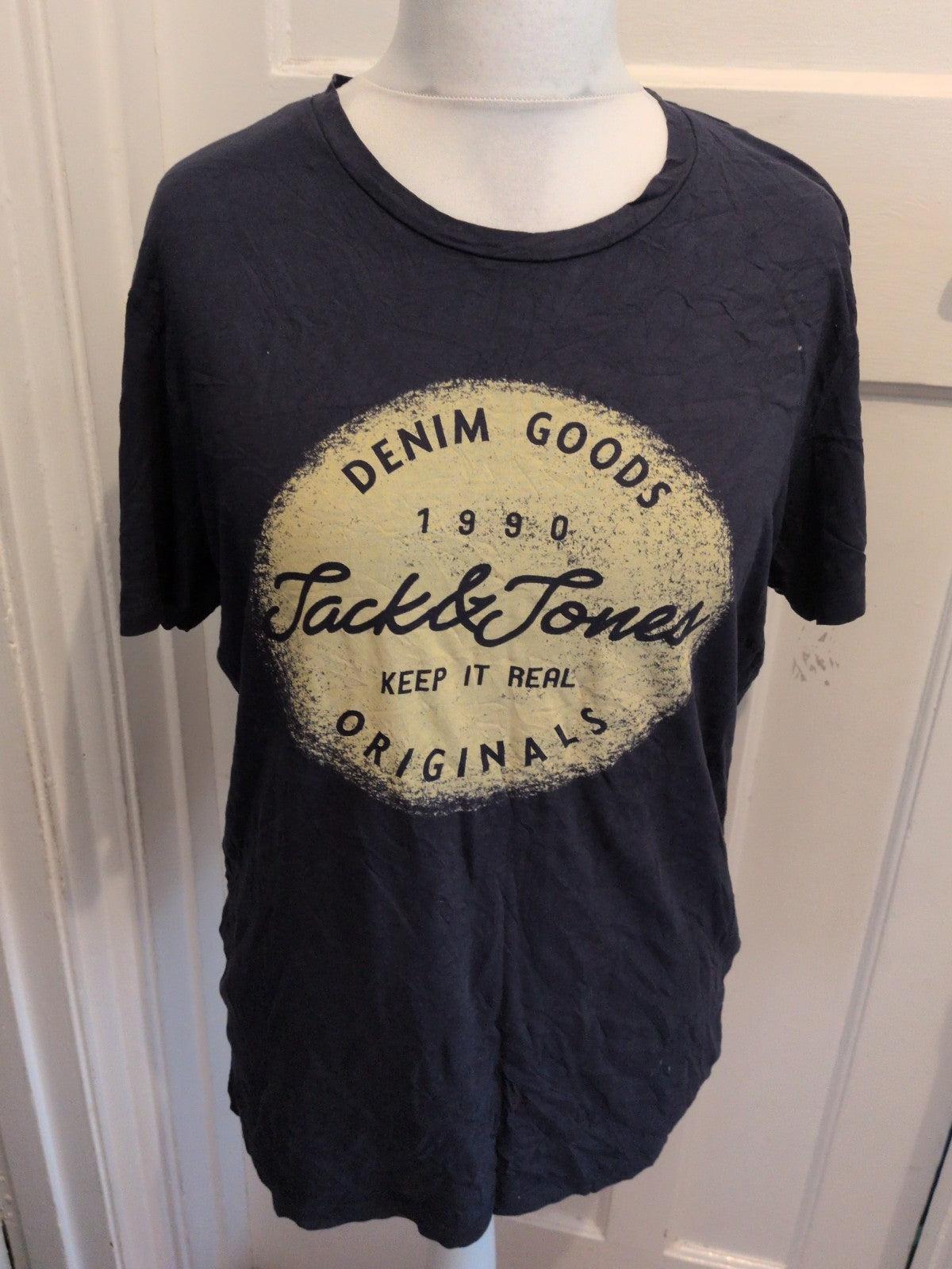 Jack & Jones XL Reg Fit Navy Print Short Sleeve T-shirt