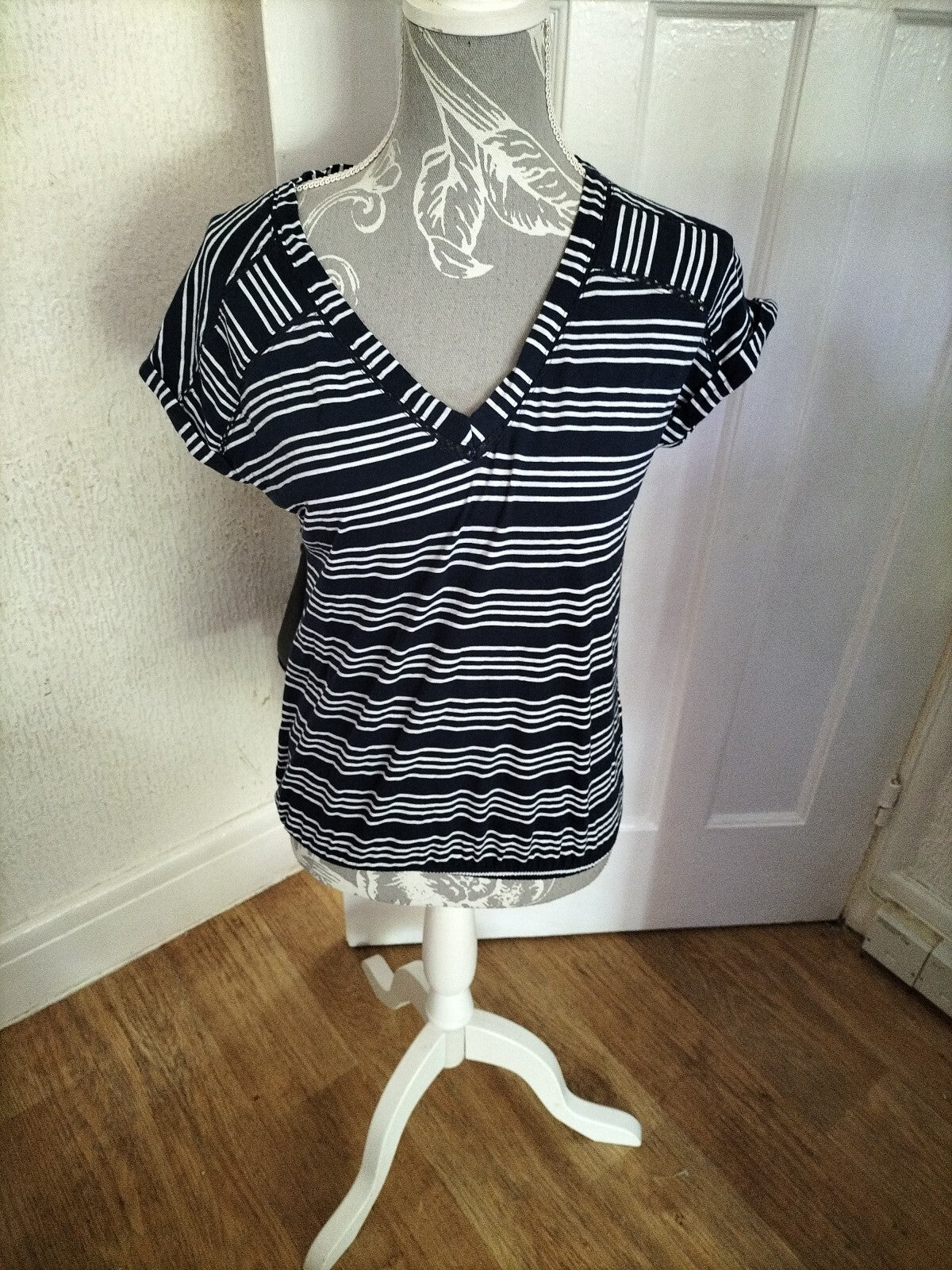 Ladies Next Size 6 Navy Striped Top