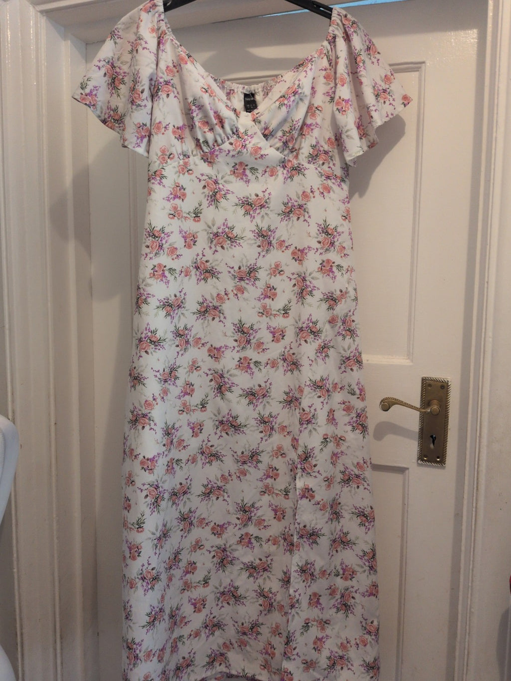 Shein Small White Pink Purple Short Sleeve Long sleeve Floral Dress