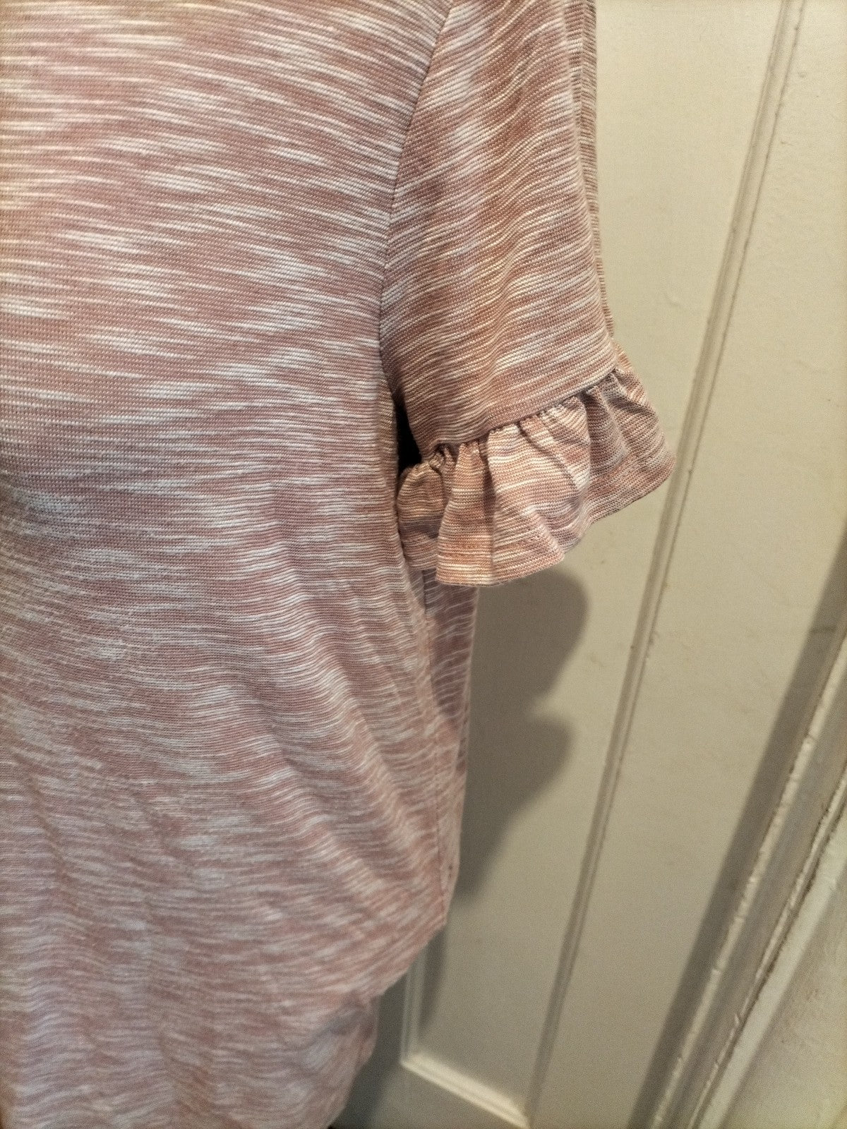 Ladies Papaya Size 10 Pink And White Striped Long Sleeve Top