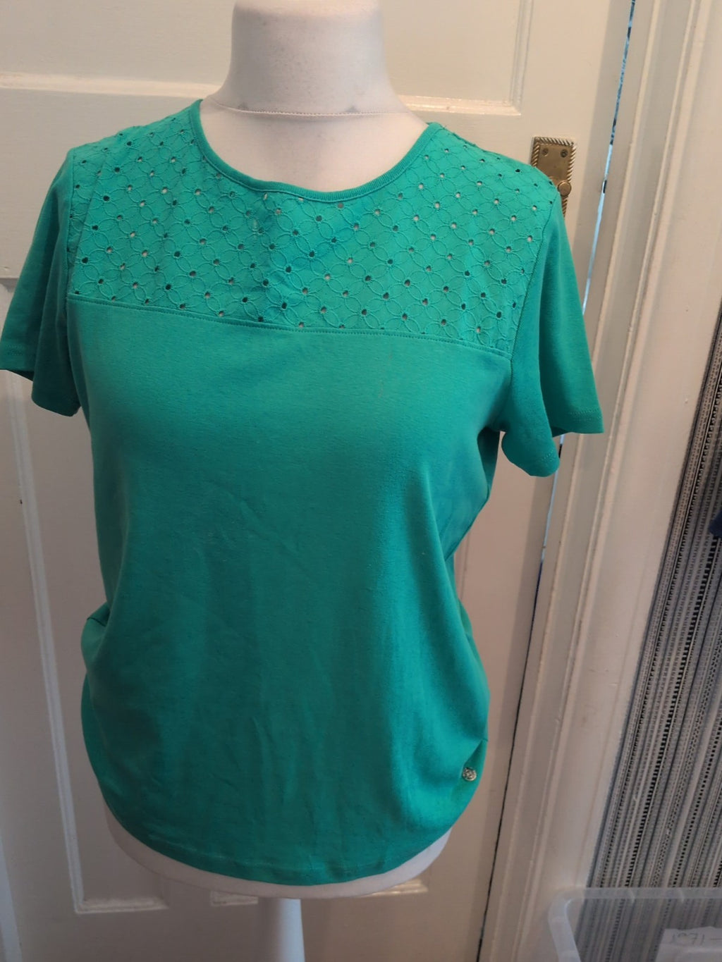 Maine New England 16 Turquoise Short Sleeve Blouse(Couple Small Marks)