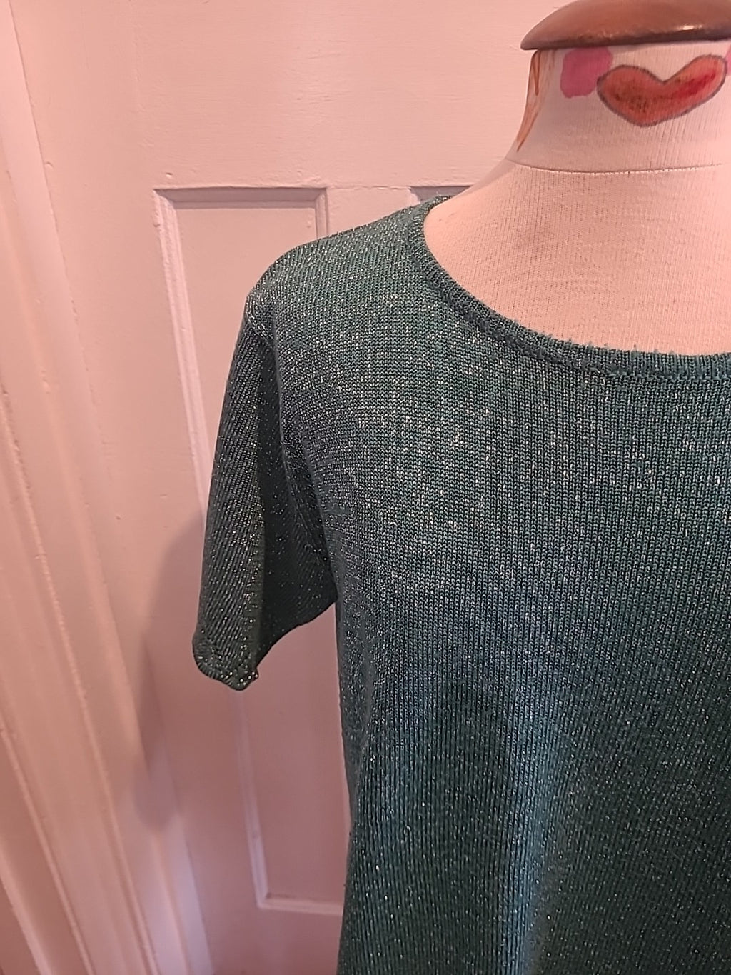 Ladies Honor Millburn Size 22-24 Teal Shimmer Short Sleeved Blouse