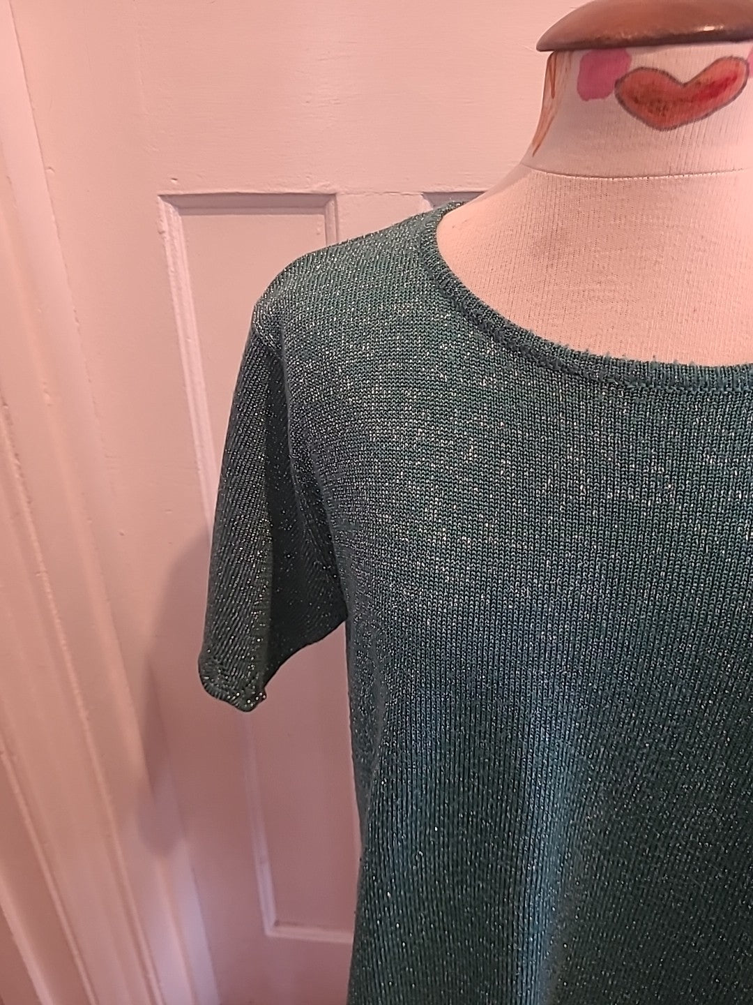 Ladies Honor Millburn Size 22-24 Teal Shimmer Short Sleeved Blouse
