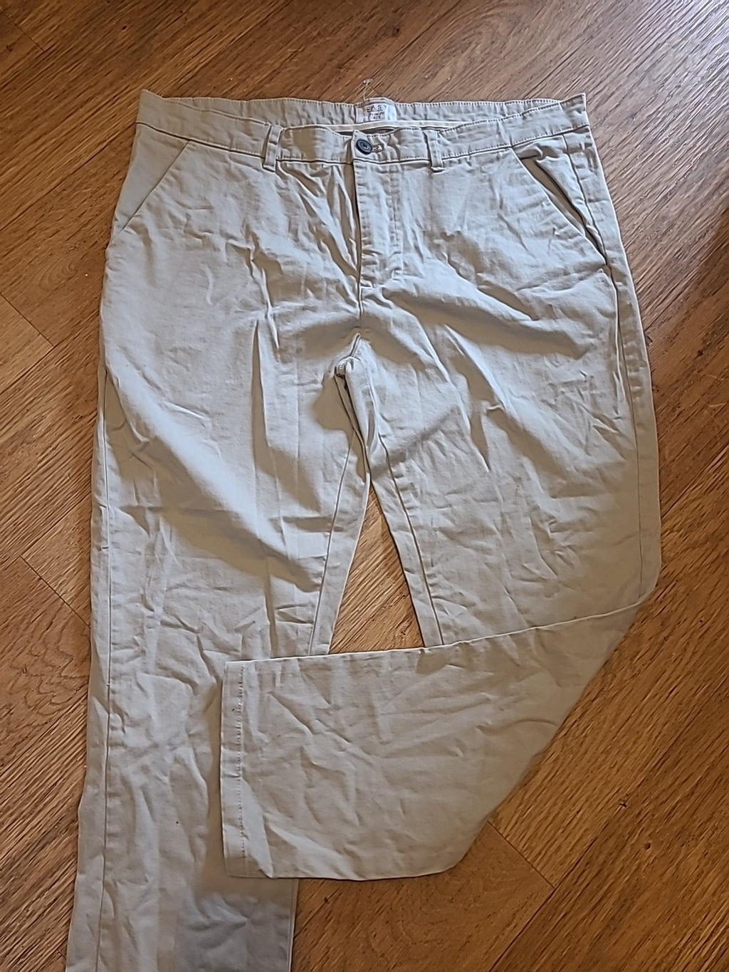 Mens Easy Size 40S Slim Fit Stone Chino