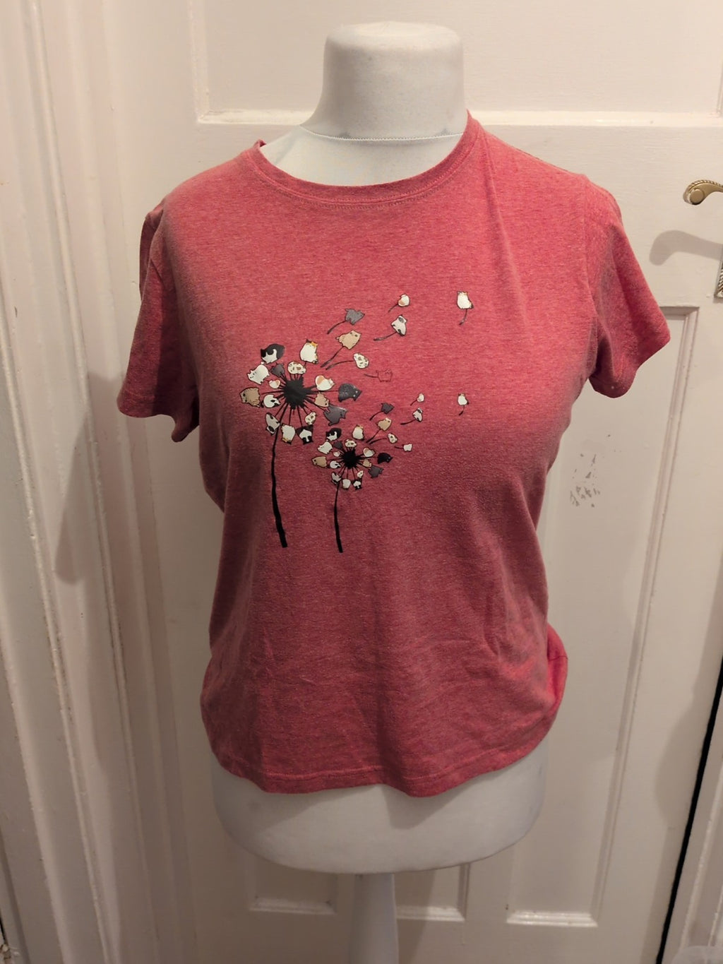 Shein Large Red Fade Floral Short Sleeve Pyjama Top