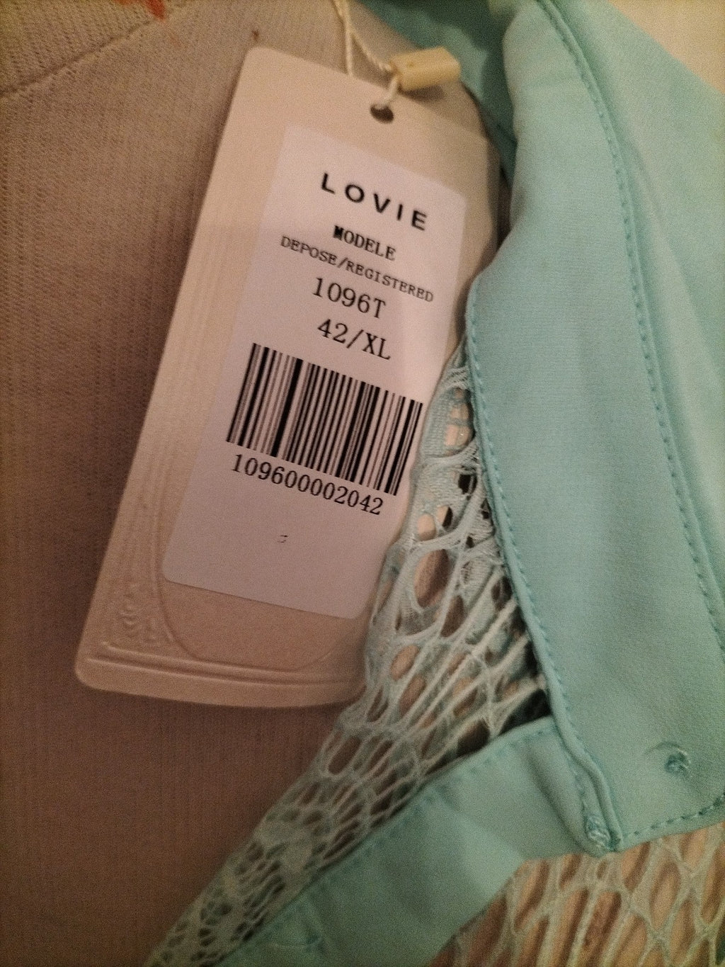 Brand New Ladies Lovie Size XL Turquoise Lace Short Sleeved Blouse
