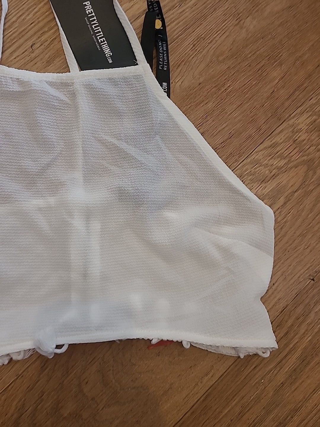 Brand New Ladies PLT Size 10 White Halterneck Tassel Crop Top