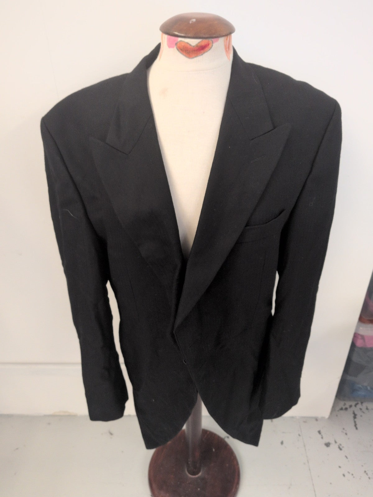 Mens Black 40R Lined Padded Suit Jacket