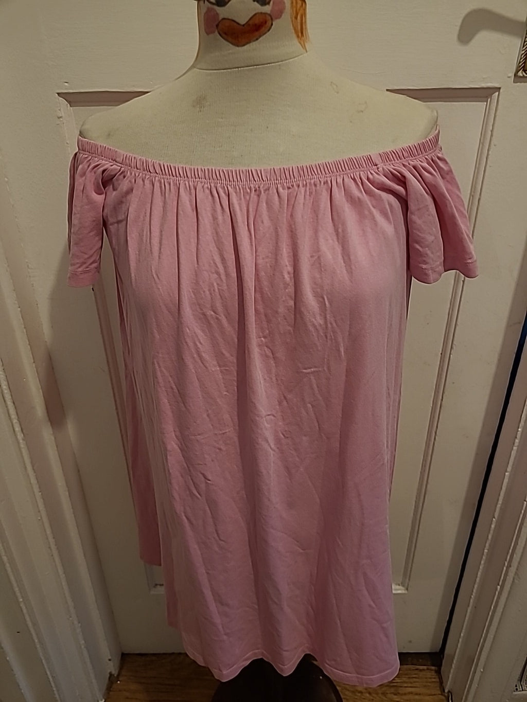 Ladies Red Herring Size 10 Pink Short Sleeved Midi Dress Elasticated Hem